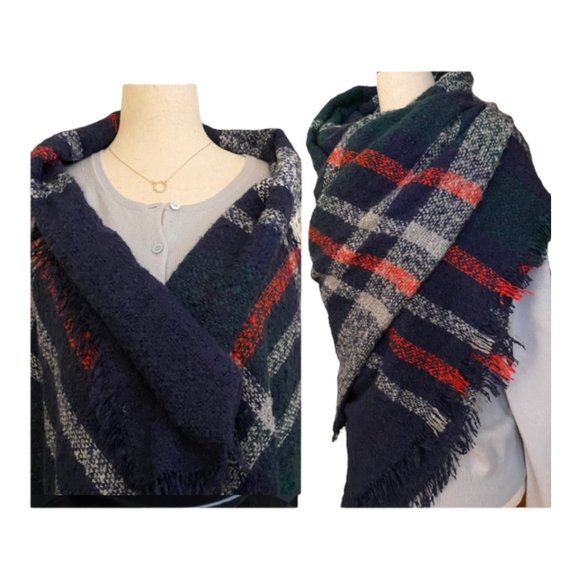Scottish Tartan Plaid Blanket Wrap Scarf‎ Shawl Women OS Soft Warm Cozy Winter - Picture 2 of 12